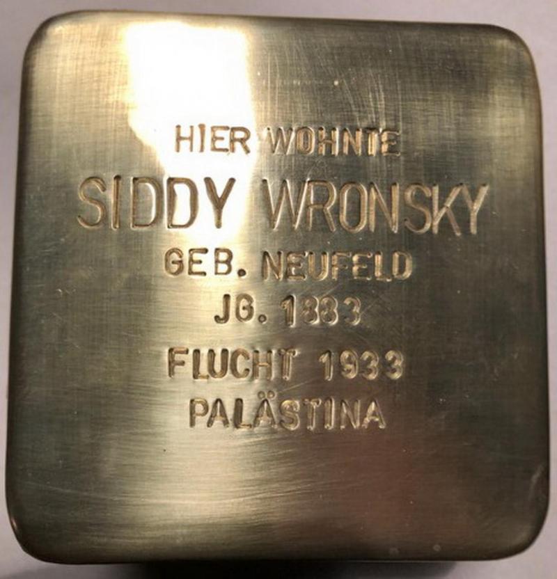 Stolperstein Siddy Wronsky, Bild: H.-J. Hupka