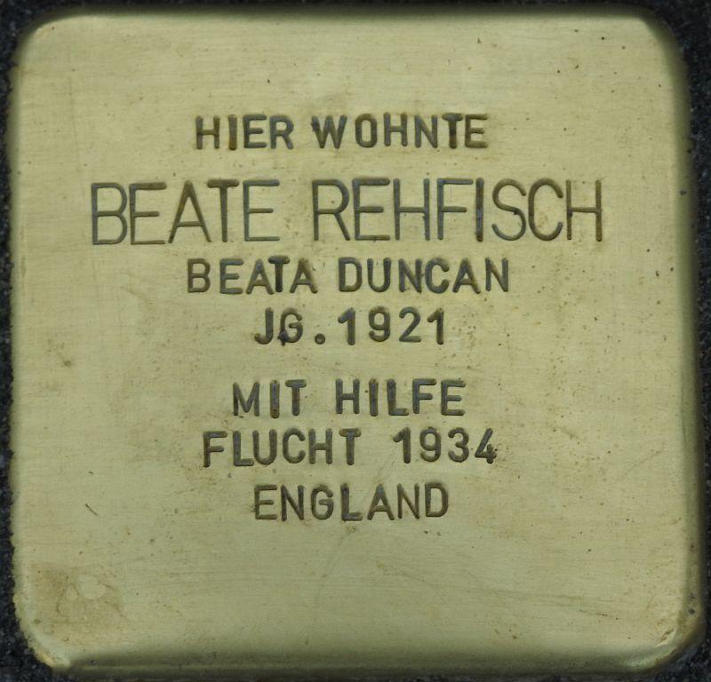 Stolperstein Beate Rehfisch © H. J. Hupka