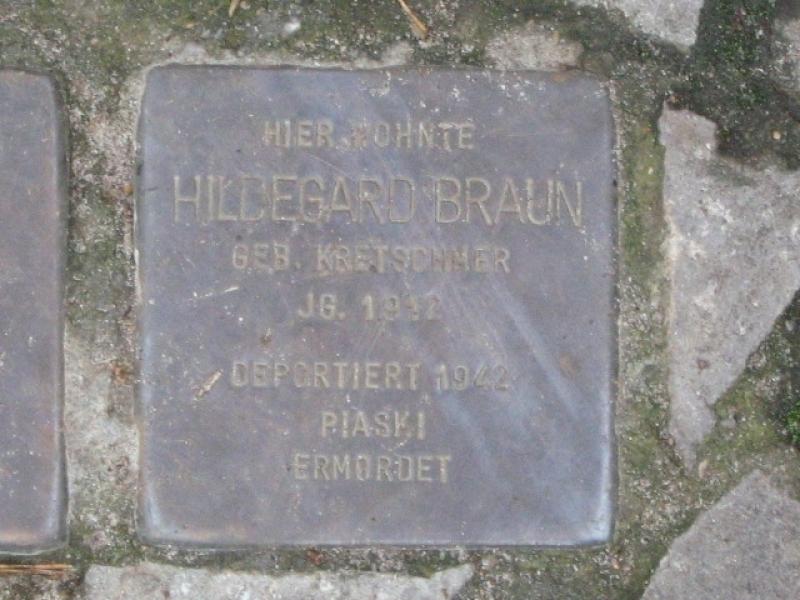 Stolperstein für Hildegard Braun. Copyright: MTS