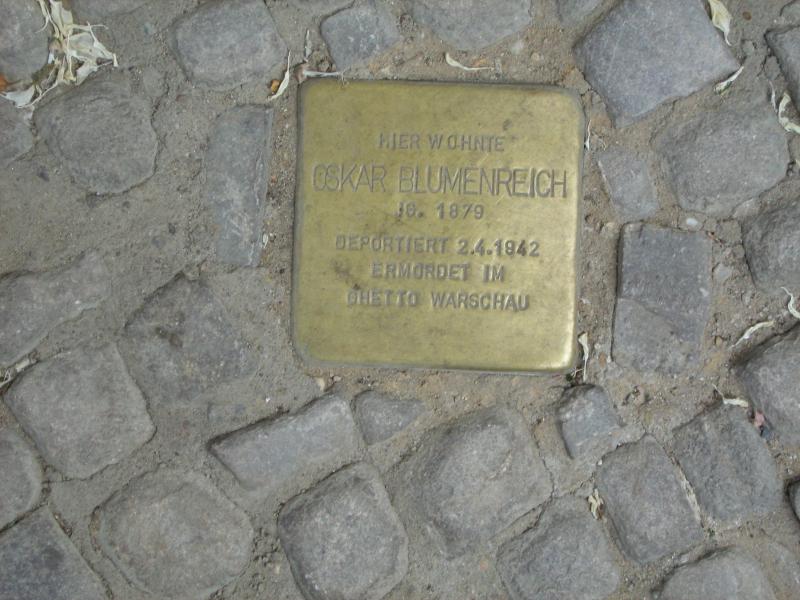 Stolperstein für Oskar Blumenreich. Copyright: MTS