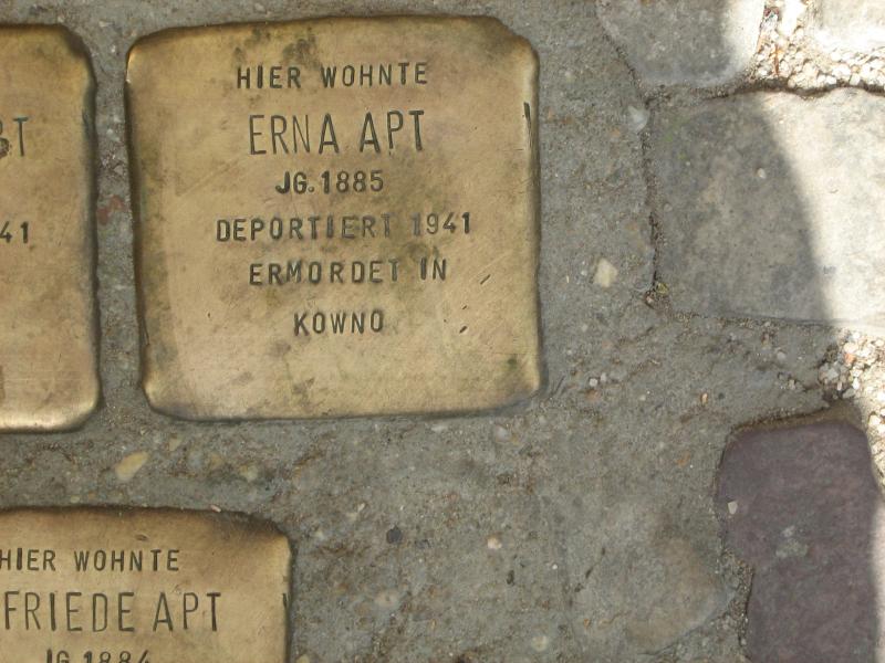 Stolperstein für Erna Apt. Copyright: MTS