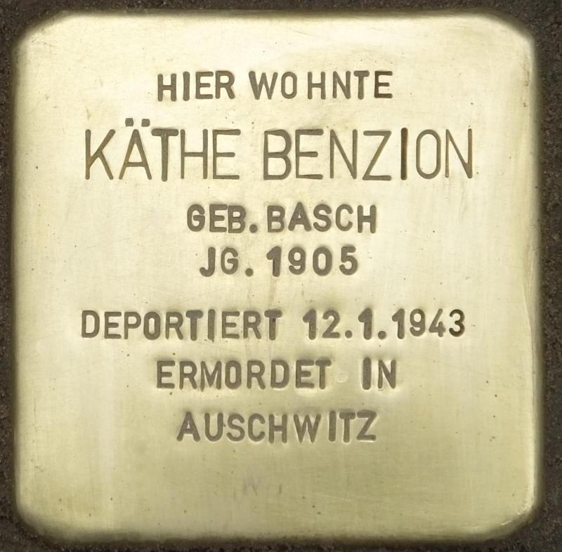 Stolperstein Käthe Benzion Bild: Stolpersteine-Initiative CW, H.-J. Hupka