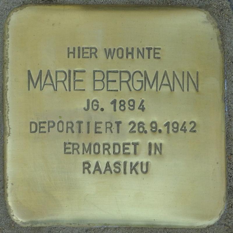 Stolperstein Marie Bergmann Bild: Stolperstein-Initiative CW, Hupka