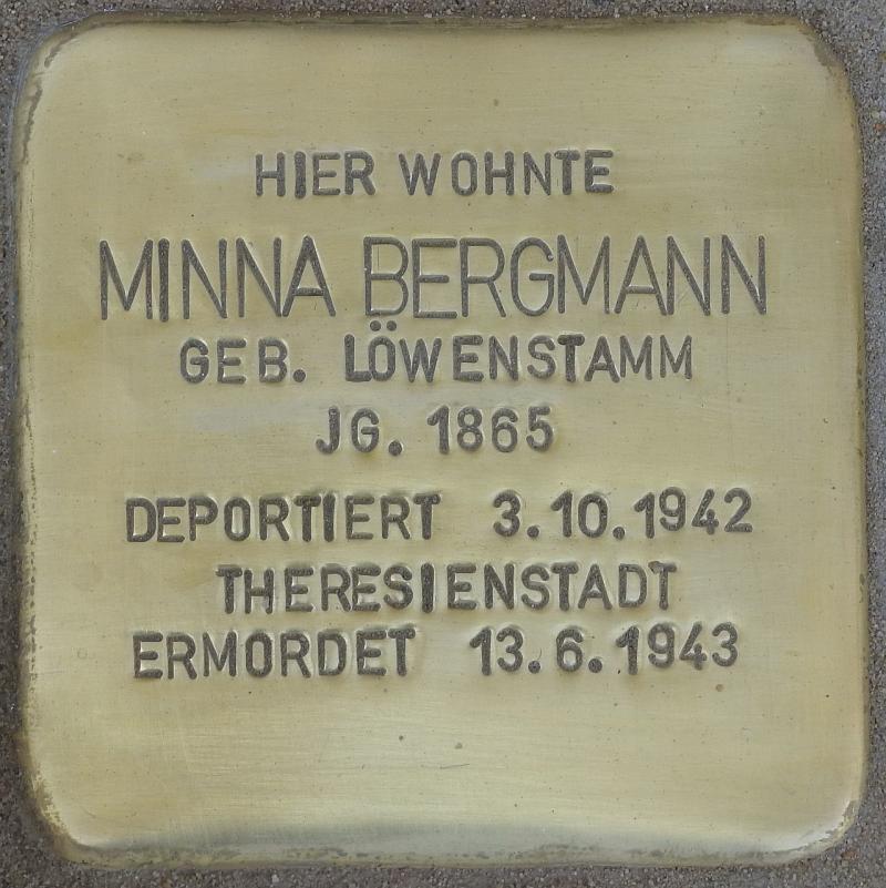 Stolperstein Minna Bergmann Bild: Stolperstein-Initiative CW, Hupka