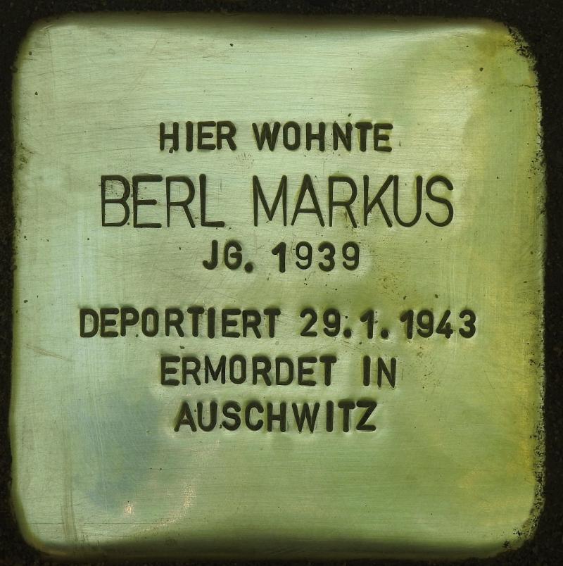 Stolperstein Berl Markus Bild: Stolpersteine-Initiative CW, Hupka