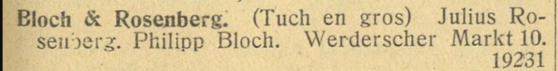 Berliner Adressbuch Eintrag ab 1910 Bild: Berliner Adressbuch