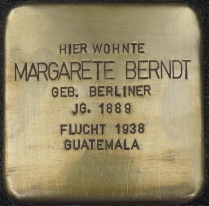 Stolperstein Margarete Berndt Bild: Stolpersteine-Initiative CW, Hupka