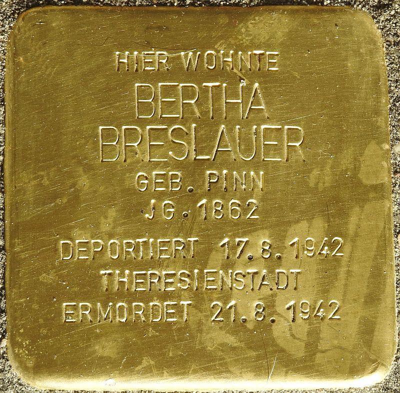 Stolperstein Bertha Breslauer © Stolpersteine-Initiative CW, Hupka