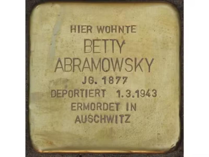 Stolperstein Betty Abramowsky © Stolpersteininitiative, Hupka