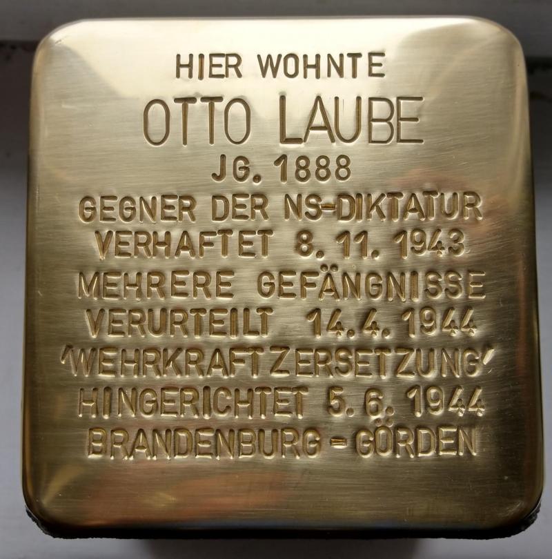 Stolperstein Otto Laube © Koordinierungsstelle Stolpersteine Berlin