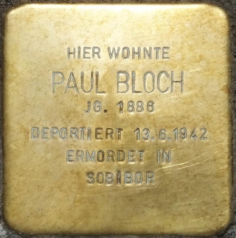 Stolperstein für Paul Bloch © H.-J.Hupka, 2015