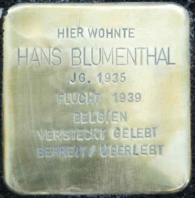 Stolperstein für Hans Blumenthal, Foto: Stolpersteine-Initiative CW, H.j. Hupka, 2015