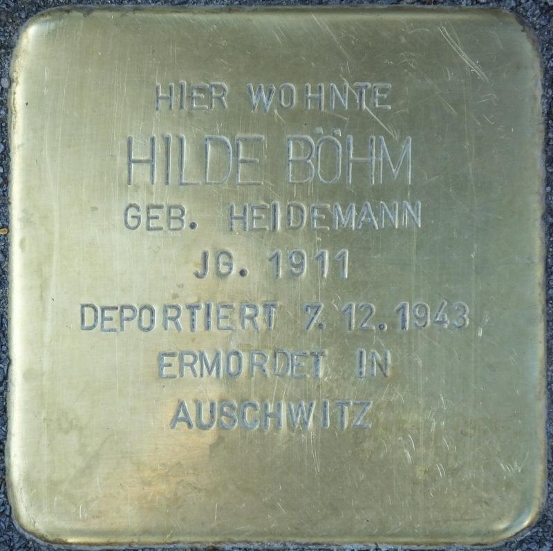 Stolperstein Hilde Böhm Bild: Stolpersteine-Initiative CW, Hupka