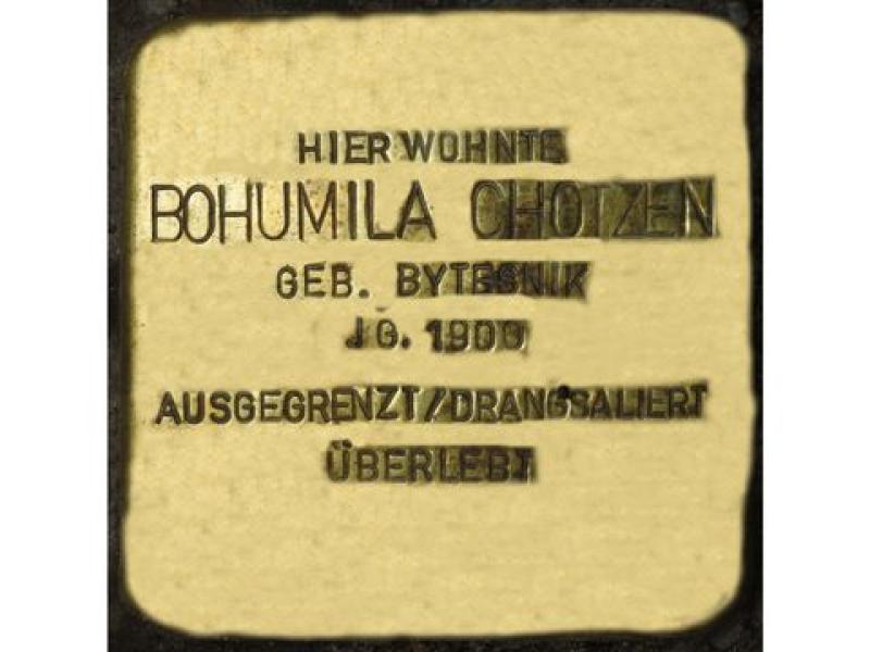 Bohumila Chotzen © Stolpersteininitiative, Hupka