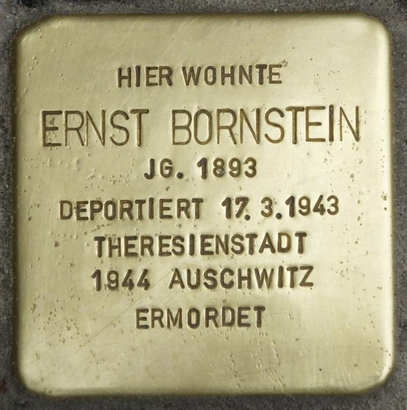 Stolperstein Ernst Bornstein, 2014 Bild: Stolpersteine-Initiative CW, Hupka