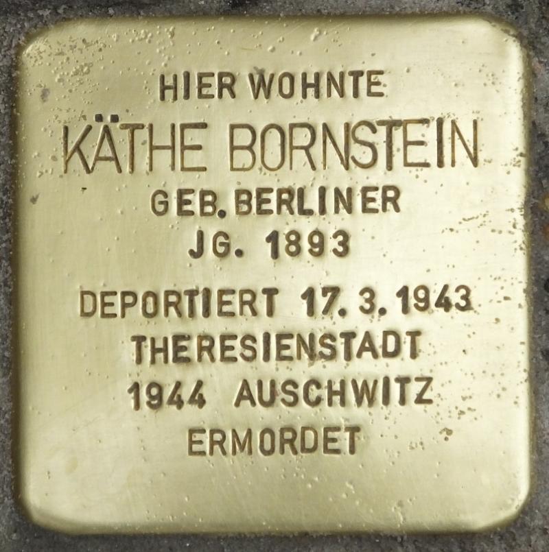 Stolperstein Käthe Bornstein, 2014 Bild: Stolpersteine-Initiative CW, Hupka