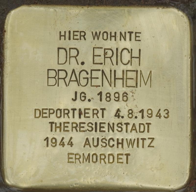 Stolperstein Dr. Erich Bragenheim Bild: Stolperstein-Initiative CW, Hupka
