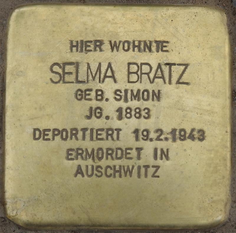 Stolperstein Helga Bratz, Bild: H.-J. Hupka