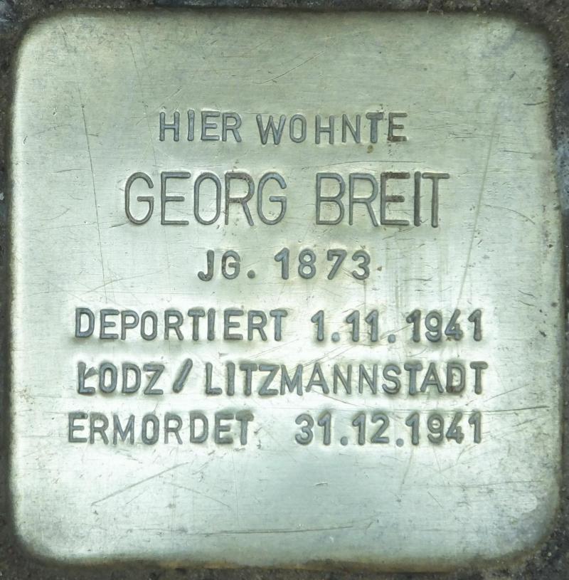 Stolperstein Georg Breit Bild: Stolpersteine-Initiative, H.-J. Hupka