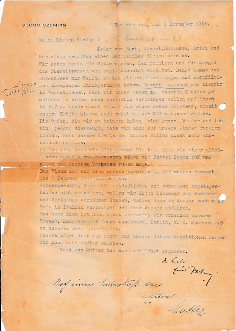 Brief Czempin Bild: privat