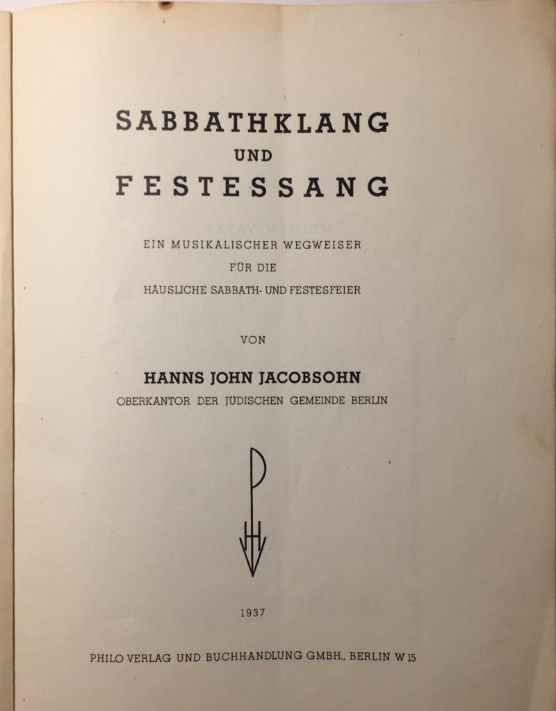 Sabbathklang und Festessang von Hanns John Jacobsohn © Creutzenberg