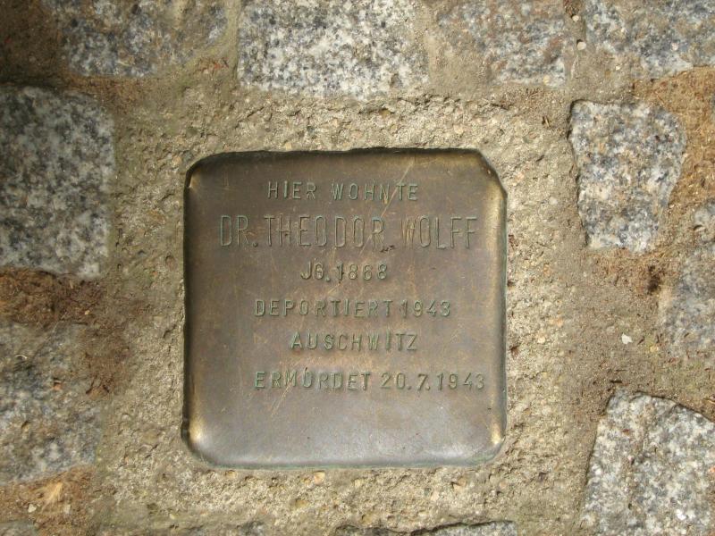 Stolperstein für Theodor Wolff. Copyright: MTS