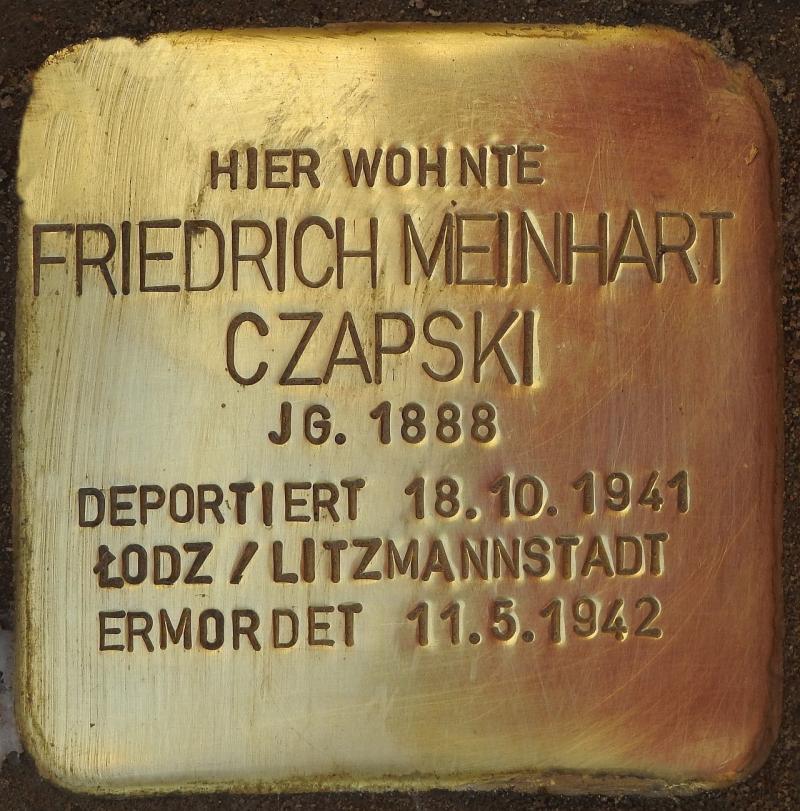 Stolperstein Friedrich Meinhart Czapski, Bild: Stolpersteine-Initiative CW, Hupka