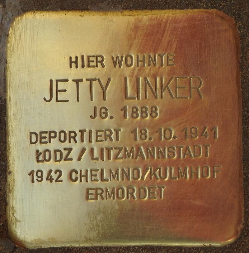 Stolperstein Jetty Linker, Bild: Stolpersteine-Initiative CW, Hupka