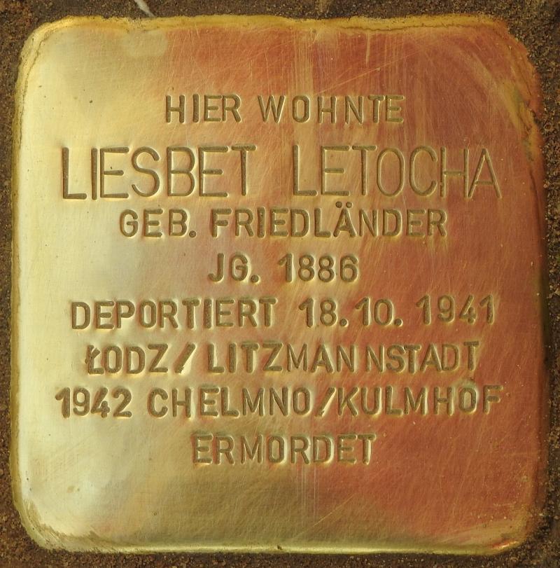 Stolperstein Liesbet Letocha, Bild: Stolpersteine-Initiative CW, Hupka