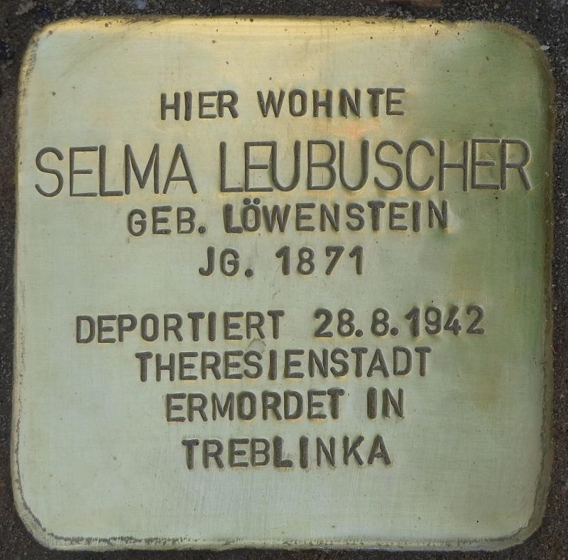 Stolperstein Selma Leubuscher, Bild: Stolpersteine-Initiative CW, Hupka