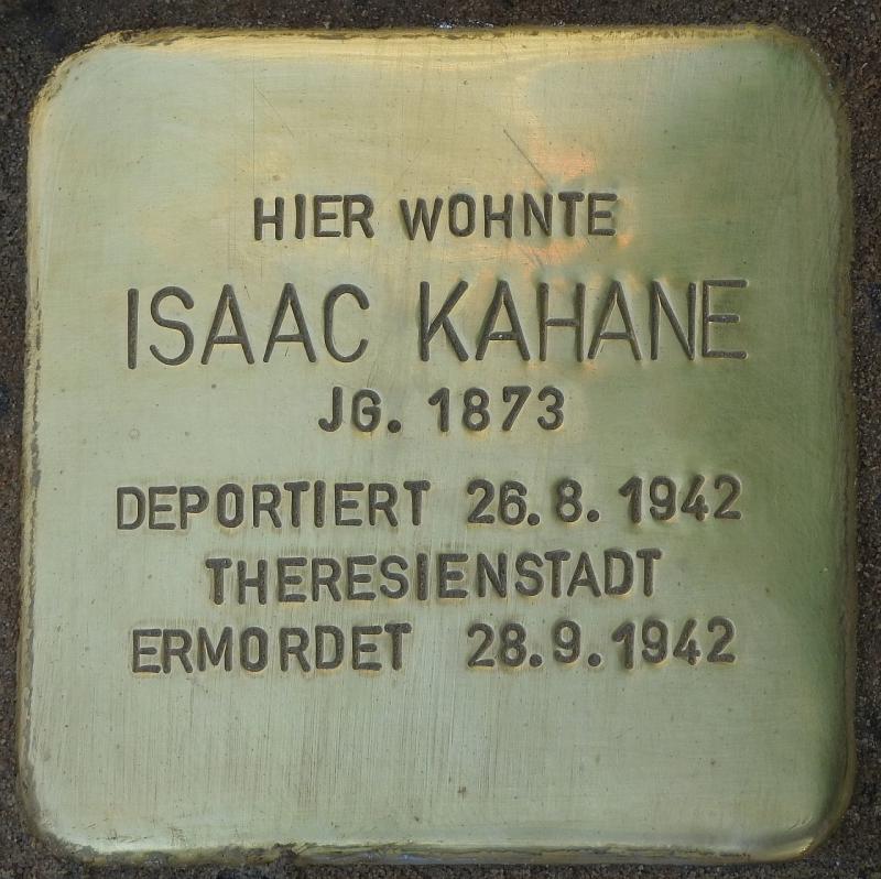 Stolperstein Isaac Kahane, Bild: Stolpersteine-Initiative CW, Hupka