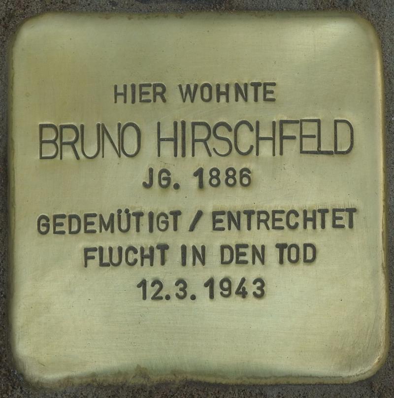 Stolperstein Bruno Hirschfeld, Bild: Stolpersteine-Initiative CW, Hupka