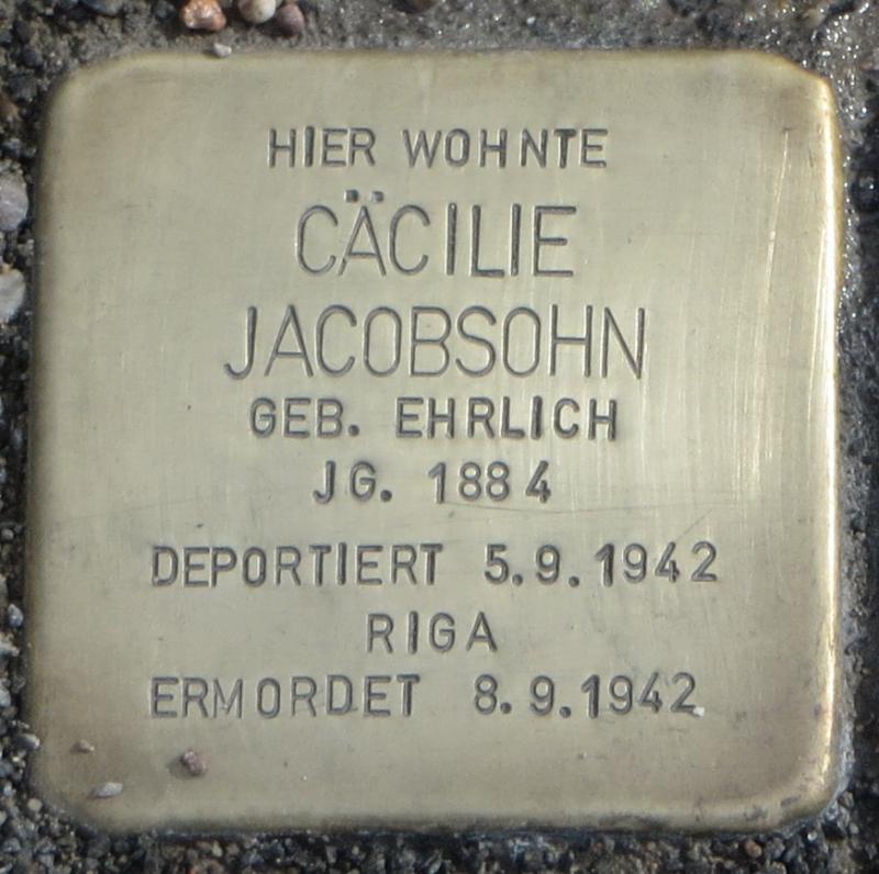 Stolperstein für Cäcilie Jacobsohn