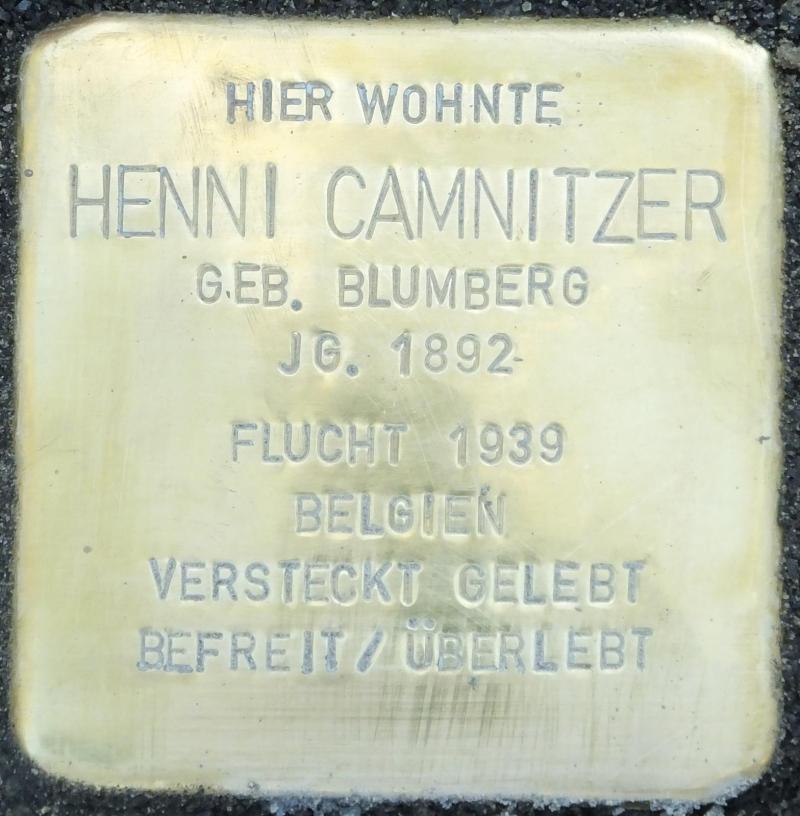 Stolperstein für Henni Camnitzer, Foto: Stolpersteine-Initiative CW, H.j. Hupka, 2015 