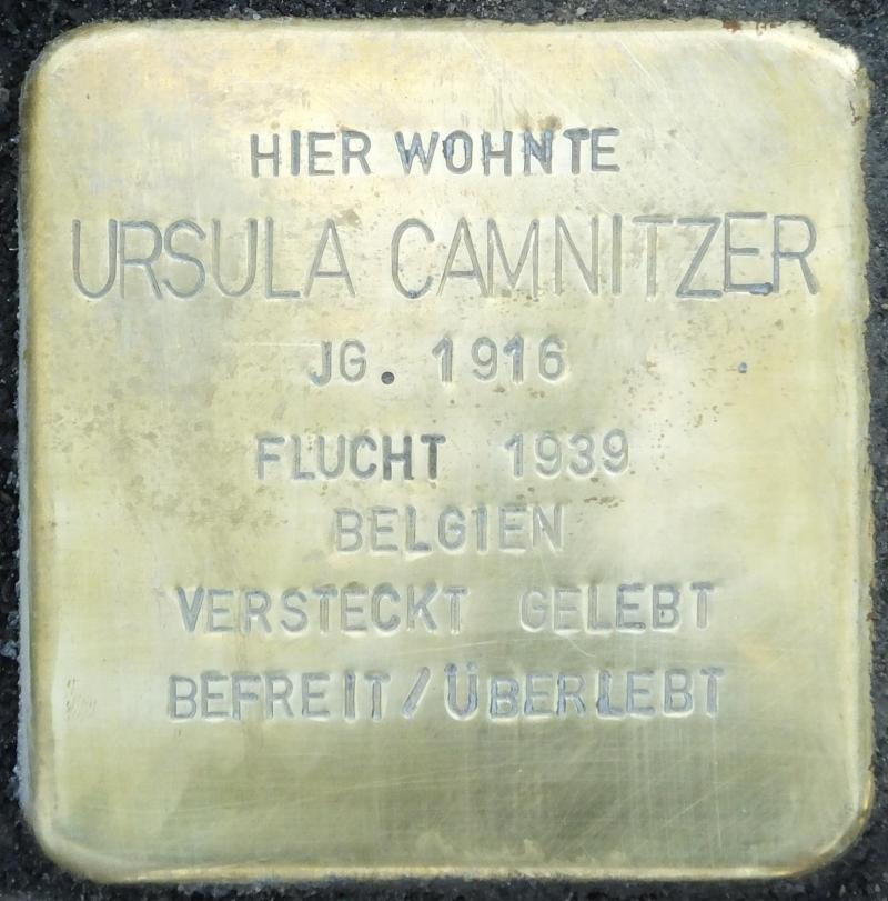 Stolperstein für Ursula Camnitzer, Foto: Stolpersteine-Initiative CW, H.j. Hupka, 2015
