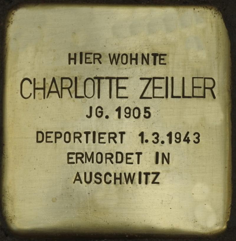 Stolperstein Charlotte Zeiller Bild: Stolperstein-Initiative CW, Hupka