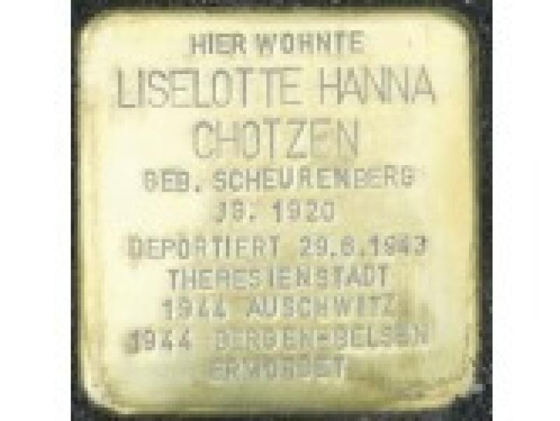 Stolperstein Liselotte Hanna Chotzen, Foto: Stolpersteine-Initiative CW, H.-j. Hupka, 2014