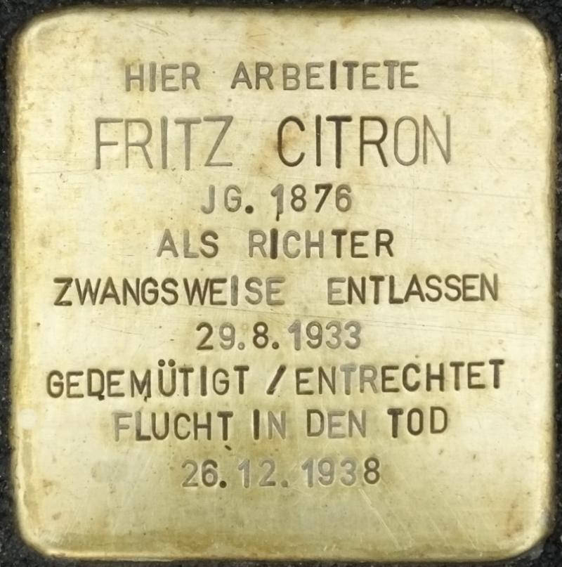 Stolperstein Fritz Citron Bild: Stolpersteine-Initiative CW, Hupka