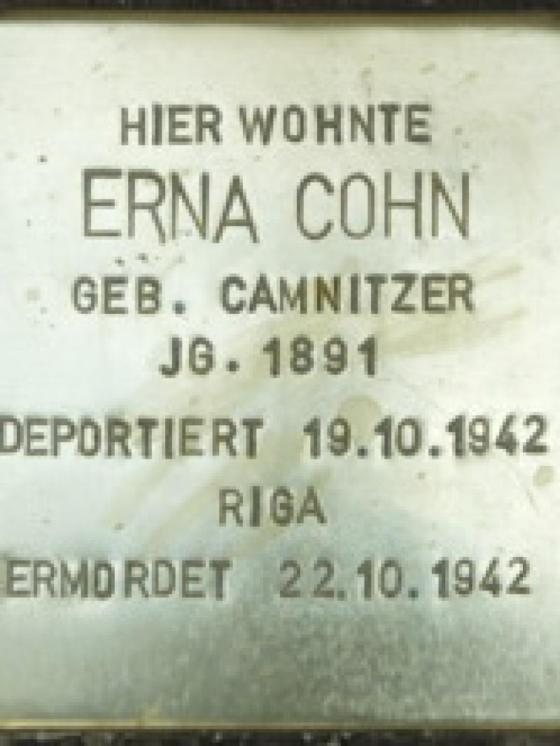 Stolperstein Erna Cohn, Foto:H.-J. Hupka, 2014 Bild: H.-J. Hupka