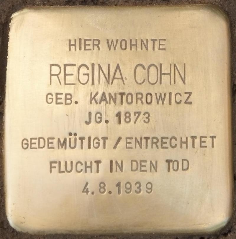 Stolperstein Regina Cohn Bild: Stolpersteine-Initiative CW, Hupka