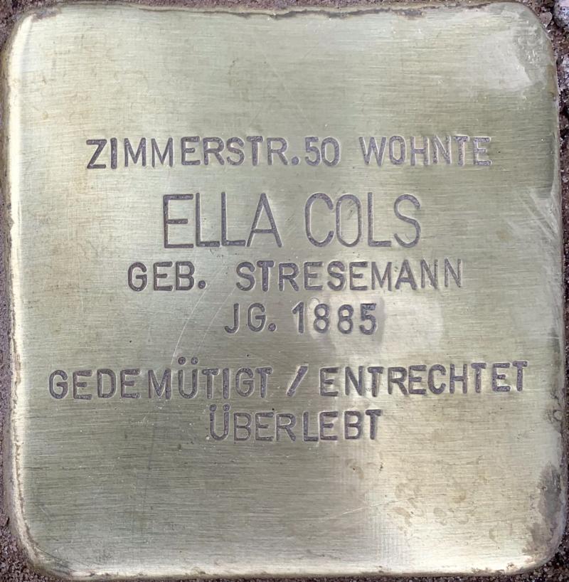 Stolpersteine Ella Cols © Hans-Wilhelm Saure