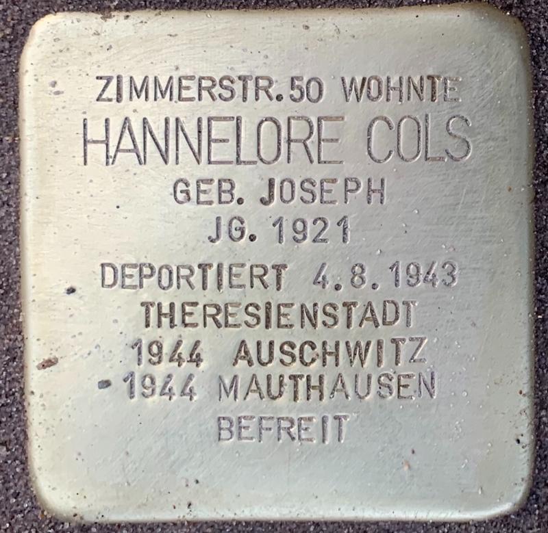 Stolperstein Hannelore Cols © Hans-Wilhelm Saure