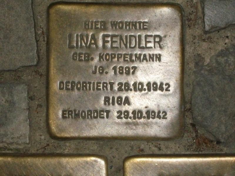 Stolperstein für Lina Fendler. Copyright: MTS