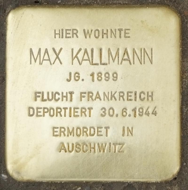 Stolperstein Max Kallmann © H.-J.Hupka, 2014