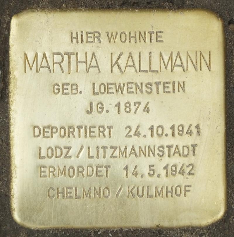 Stolperstein Martha Kallmann © H.-J.Hupka, 2014