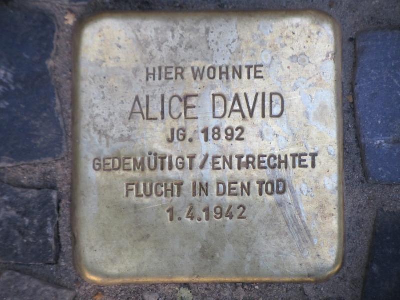 Stolperstein für Alice David, Foto: Stolpersteine Initiative Charlottenburg-Wilmersdorf