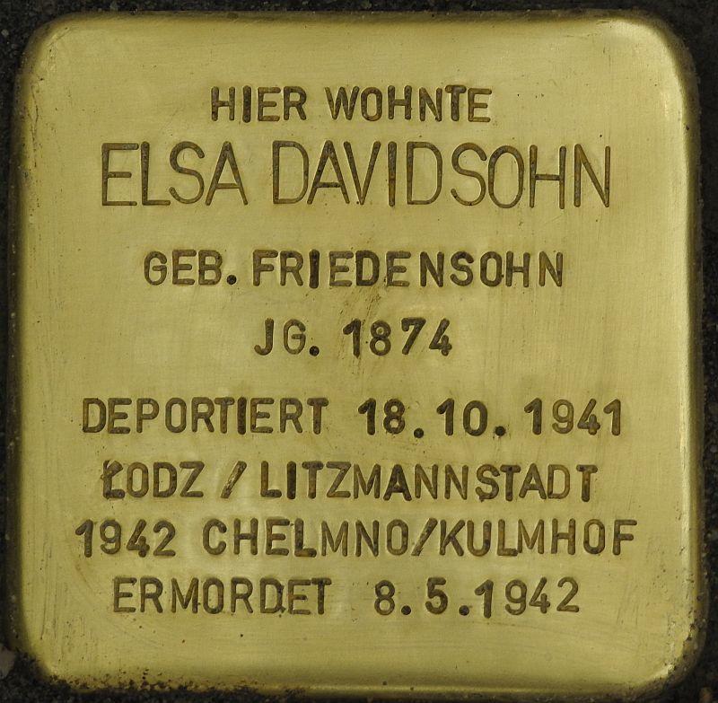 Stolperstein Elsa Davidsohn, Bild: Stolpersteine-Initiative CW, Hupka 
