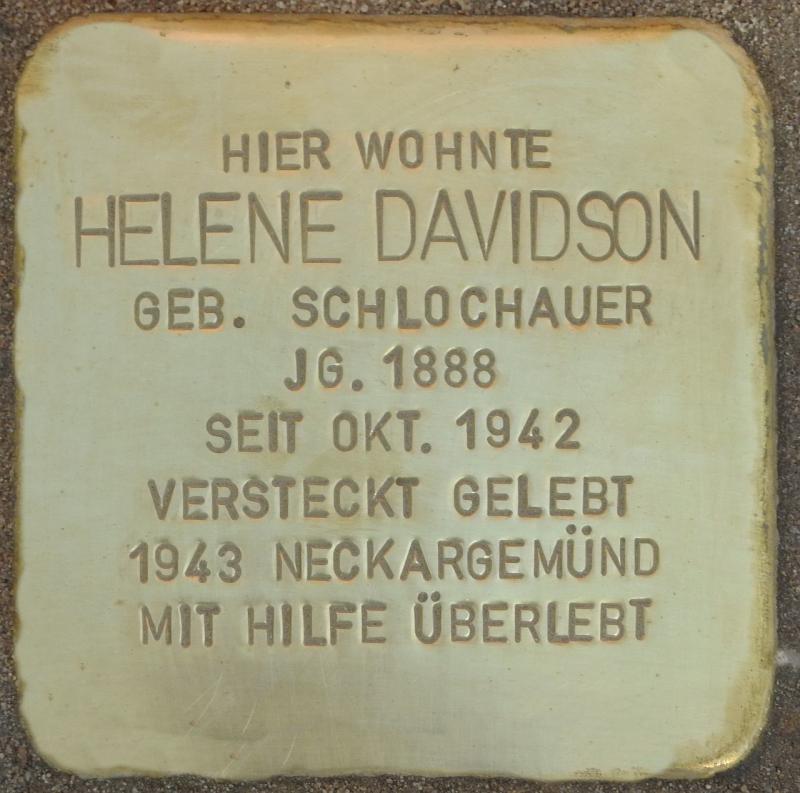 Stolperstein Helene Davidson Bild: Stolpersteine-Initiative CW, Hupka