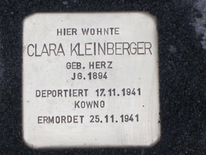 Stolperstein für Clara Kleinberger. Copyright: MTS