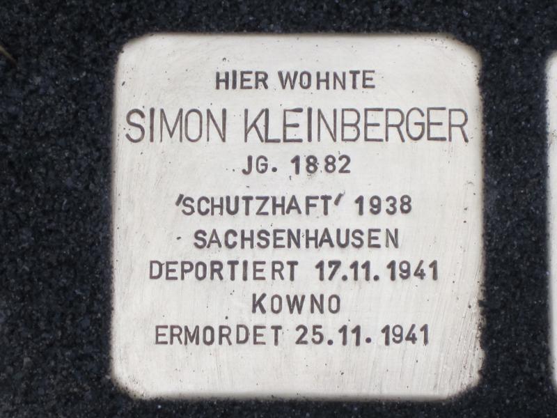Stolperstein für Simon Kleinberger. Copyright: MTS